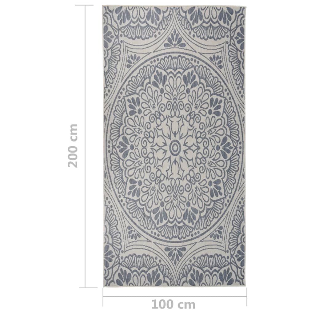 Tappeto da Esterni a Tessitura Piatta 100x200 cm Motivo Blu - homemem39