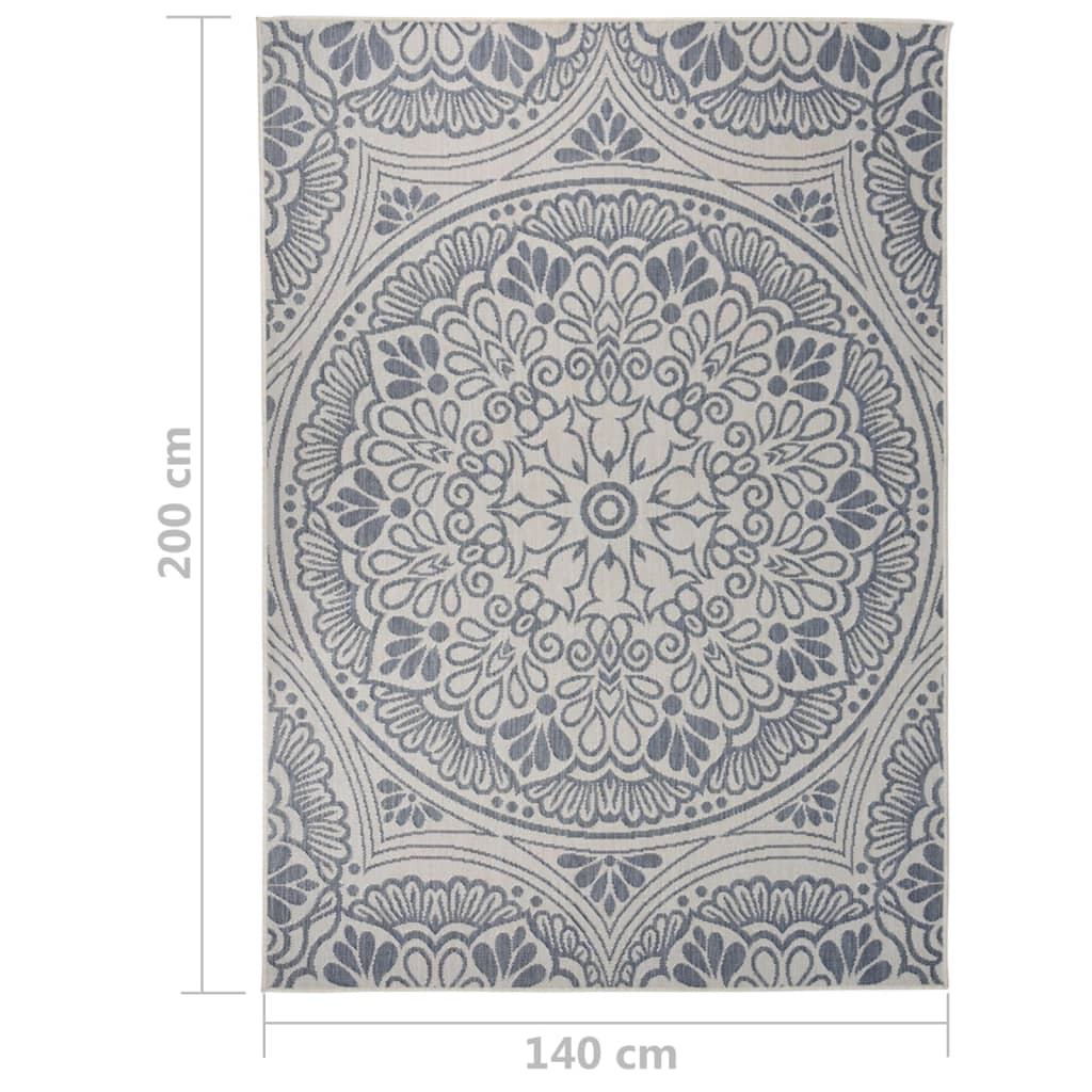 Tappeto da Esterni a Tessitura Piatta 140x200 cm Motivo Blu - homemem39