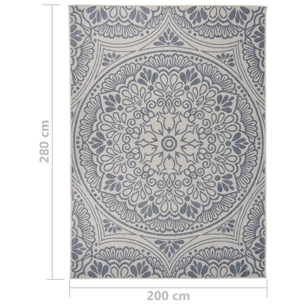 Tappeto da Esterni a Tessitura Piatta 200x280 cm Motivo Blu - homemem39
