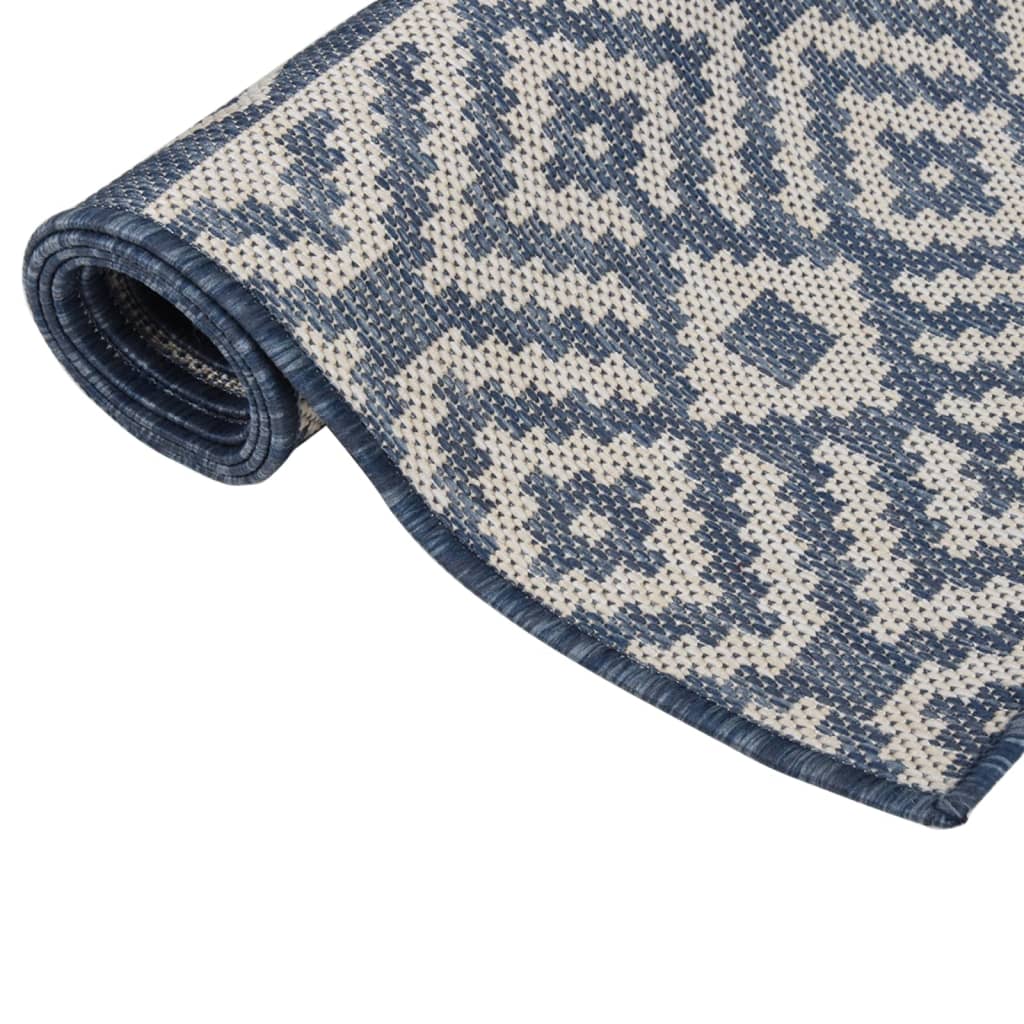 Tappeto da Esterni a Tessitura Piatta 120x170 cm Strisce Blu - homemem39