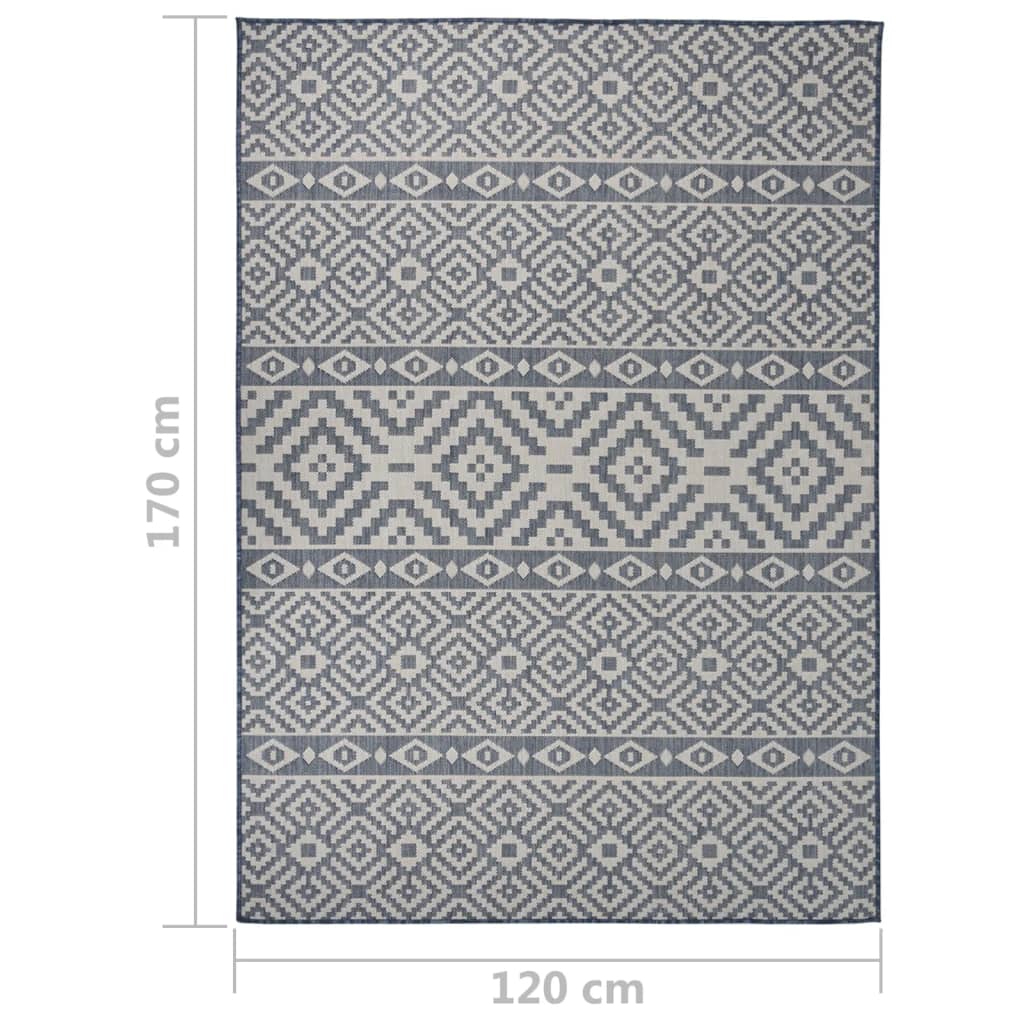 Tappeto da Esterni a Tessitura Piatta 120x170 cm Strisce Blu - homemem39