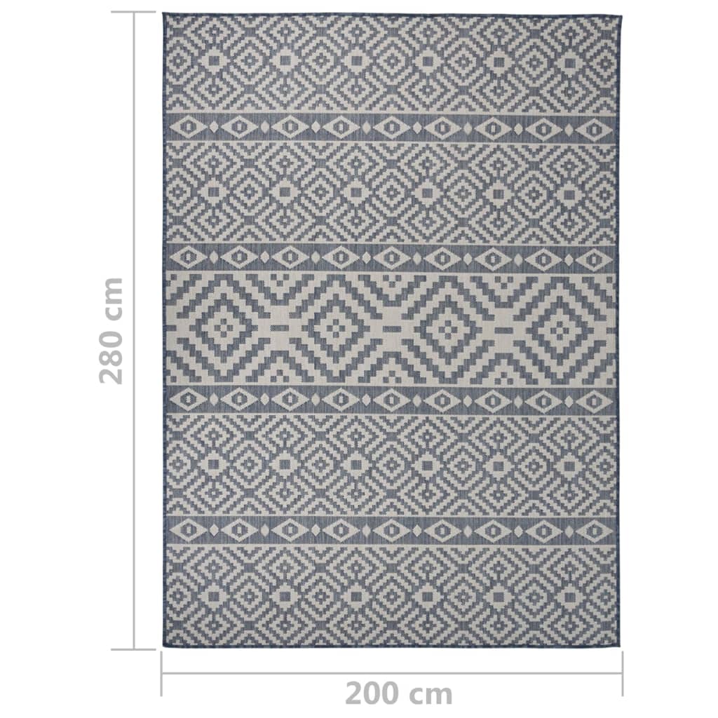 Tappeto da Esterni a Tessitura Piatta 200x280 cm Strisce Blu - homemem39