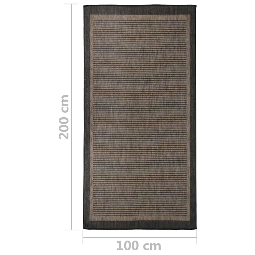 Tappeto da Esterni a Tessitura Piatta 100x200 cm Marrone Scuro - homemem39