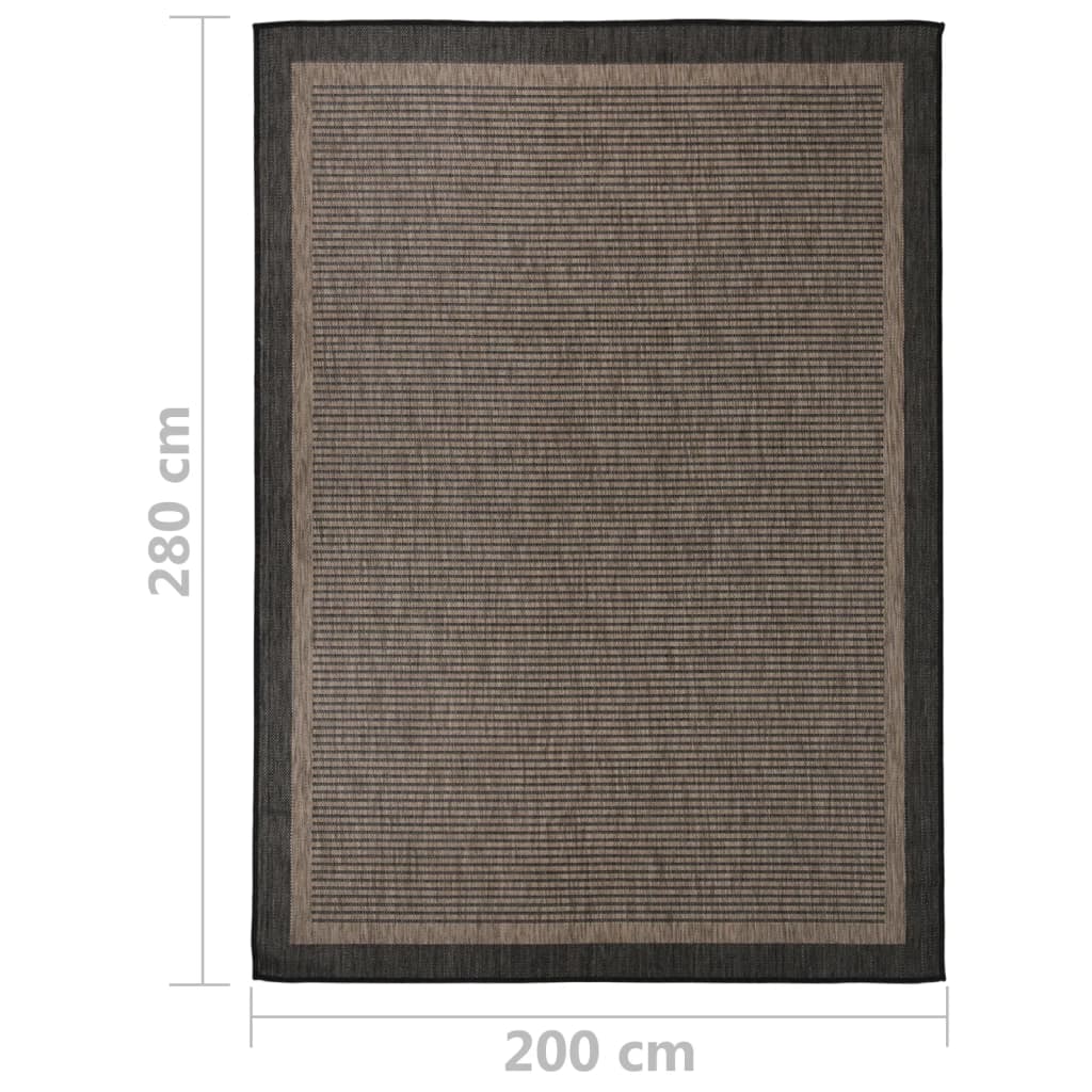 Tappeto da Esterni a Tessitura Piatta 200x280 cm Marrone Scuro - homemem39