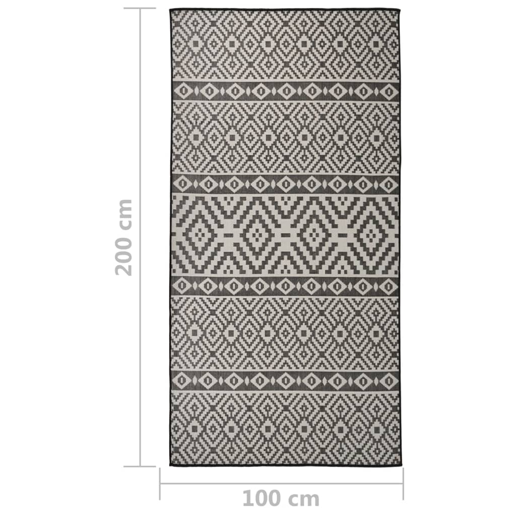 Tappeto da Esterni a Tessitura Piatta 100x200 cm Strisce Nere - homemem39