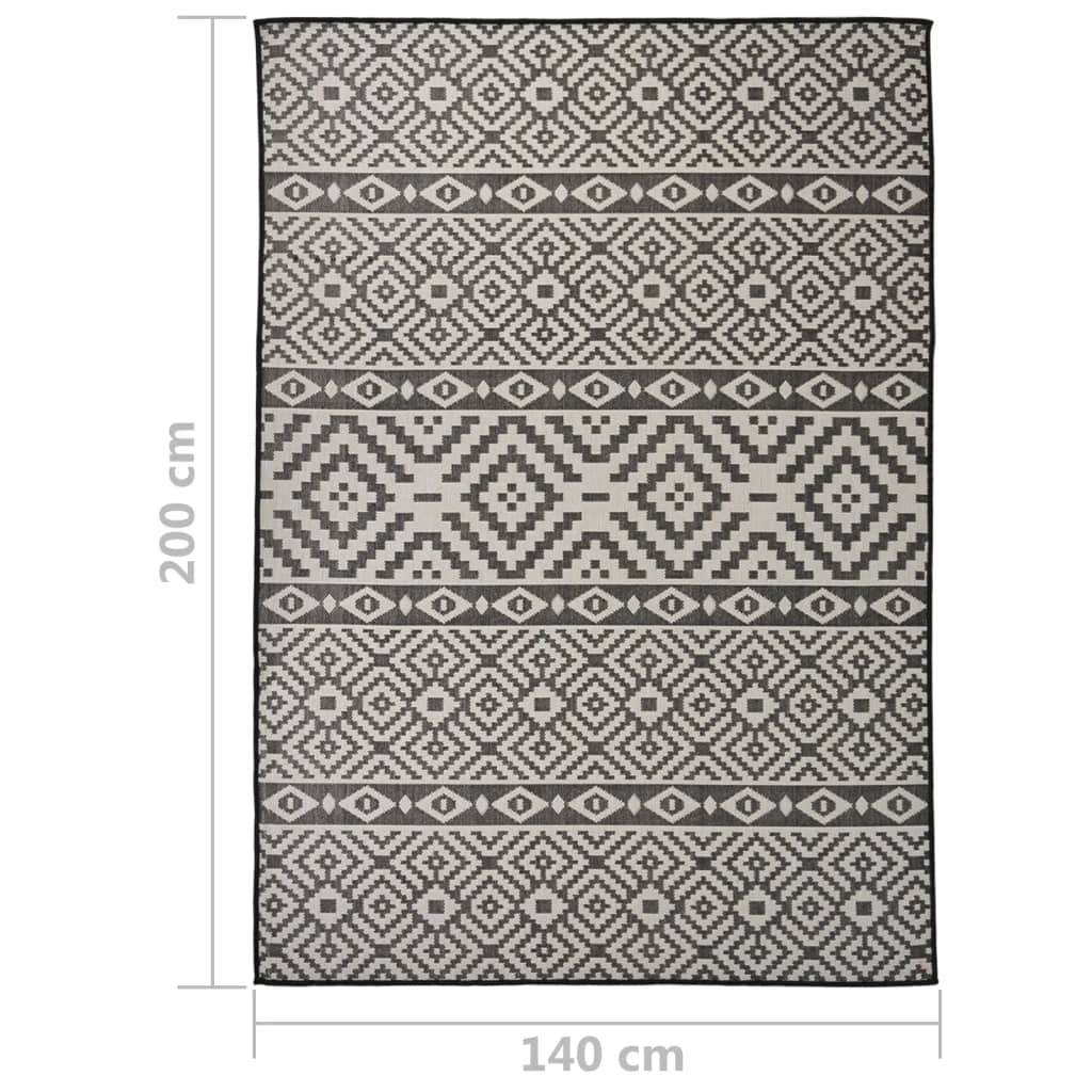 Tappeto da Esterni a Tessitura Piatta 140x200 cm Strisce Nere | homemem39
