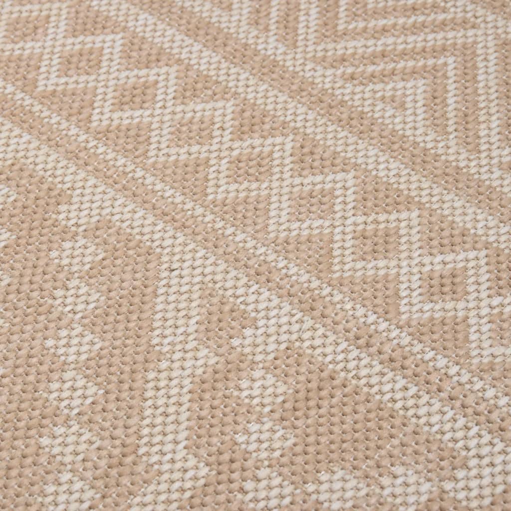 Tappeto da Esterni a Tessitura Piatta 100x200cm Strisce Marroni
