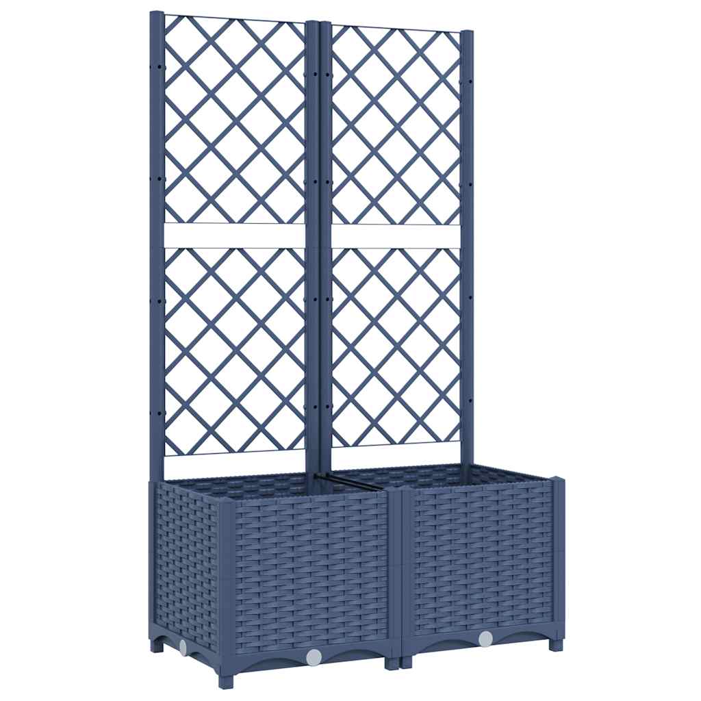 Fioriera da Giardino con Graticcio Grigio Blu 80x40x136 cm PP - homemem39