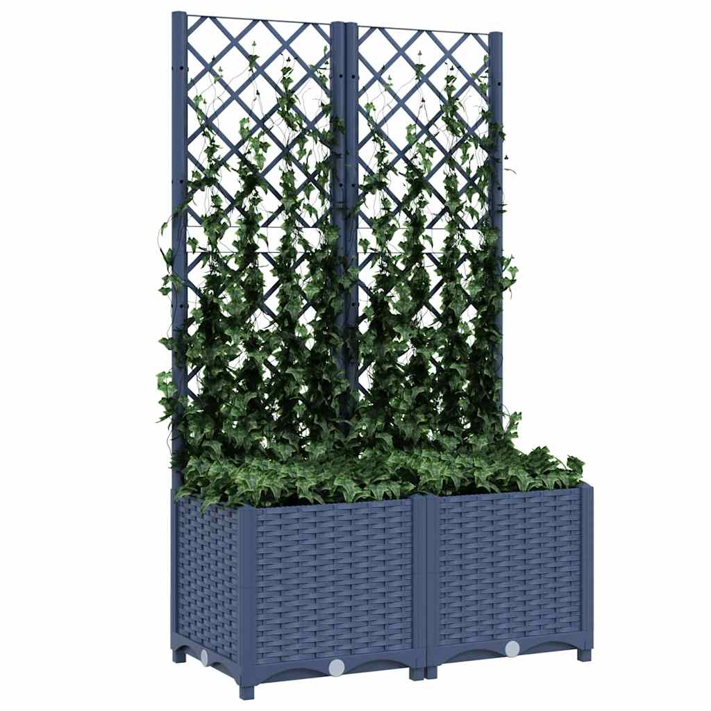 Fioriera da Giardino con Graticcio Grigio Blu 80x40x136 cm PP - homemem39
