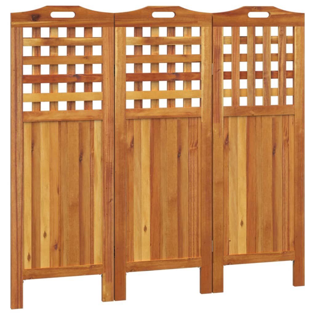 Divisorio a 3 Pannelli 121,5x2x115 cm Legno Massello di Acacia - homemem39