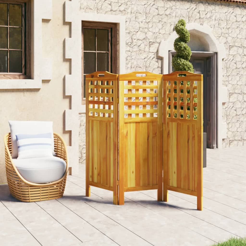 Divisorio a 3 Pannelli 121,5x2x115 cm Legno Massello di Acacia - homemem39
