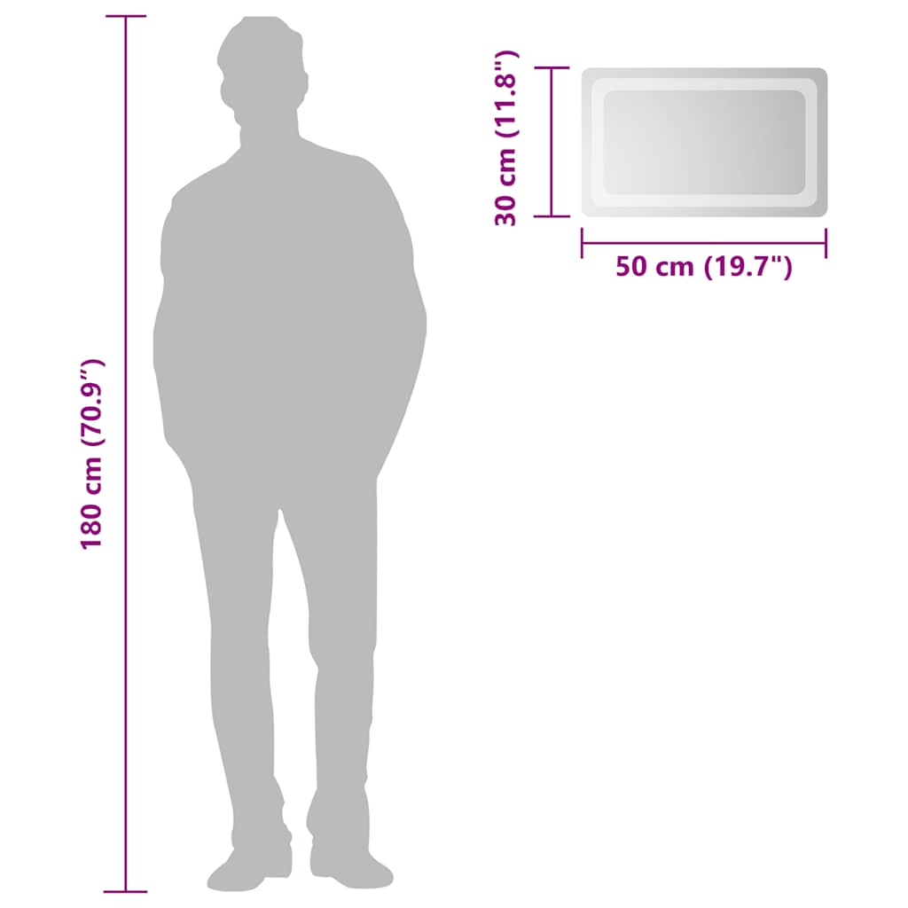 Specchio da Bagno con Luci LED 50x30 cm