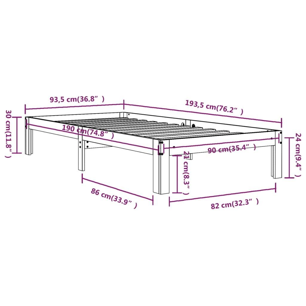 Giroletto in Legno Massello 90x190 cm Single | homemem39