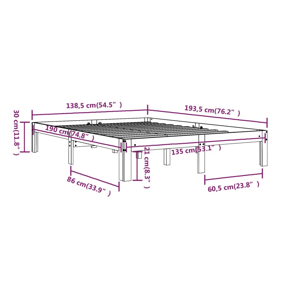 Giroletto Bianco in Legno Massello 135x190 cm Double | homemem39
