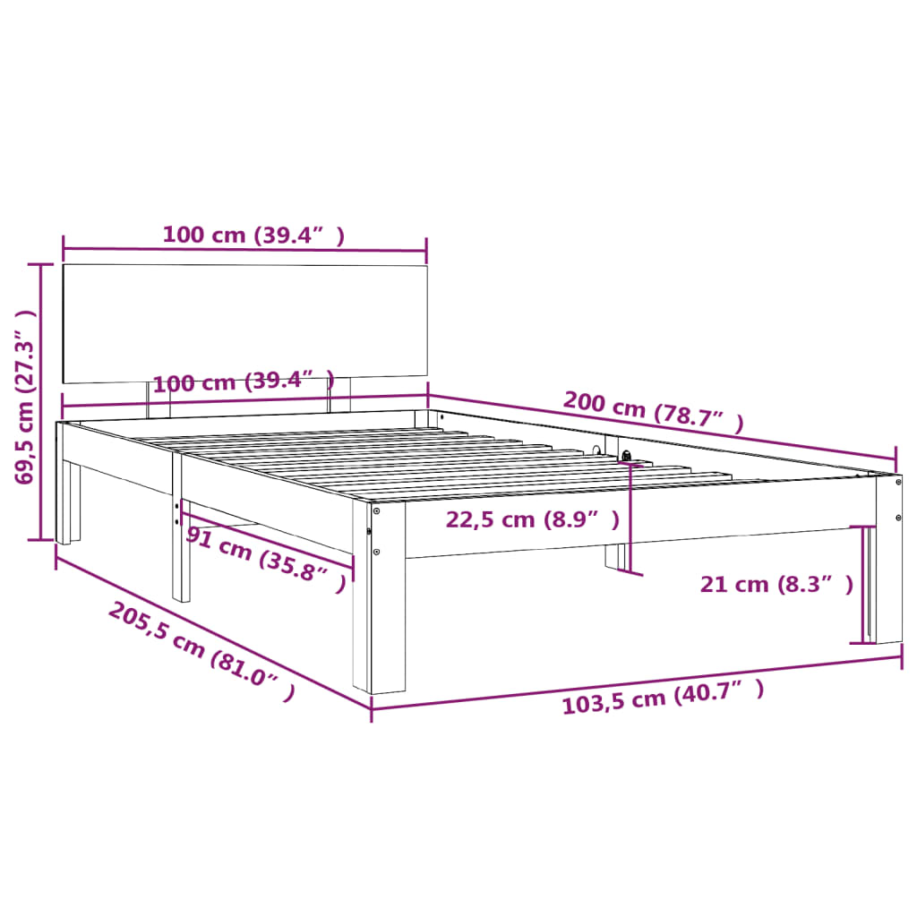 Giroletto Bianco in Legno Massello di Pino 100x200 cm | homemem39
