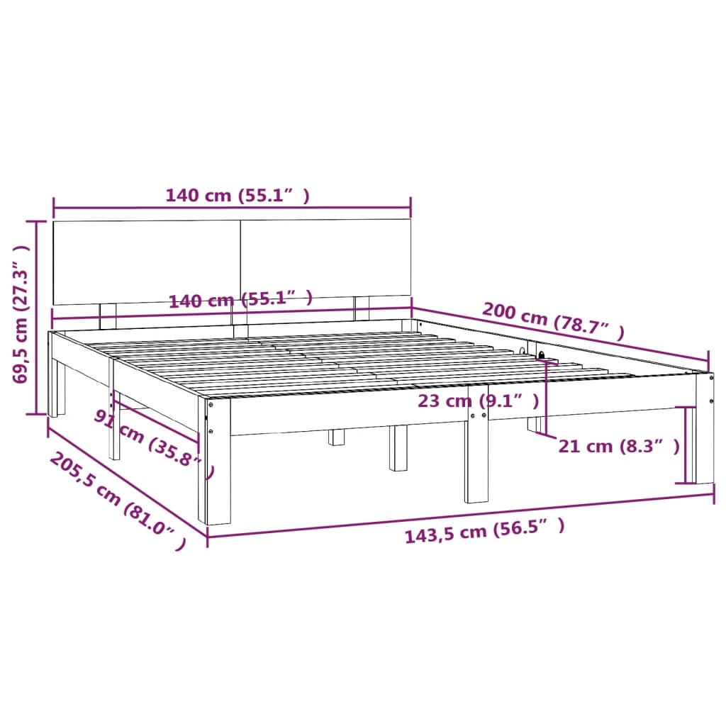Giroletto Bianco in Legno Massello di Pino 140x200 cm | homemem39