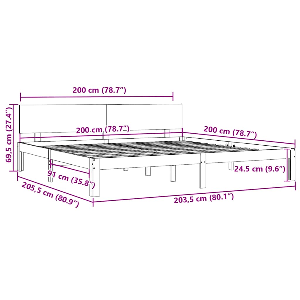 Giroletto Bianco in Legno Massello di Pino 200x200 cm | homemem39