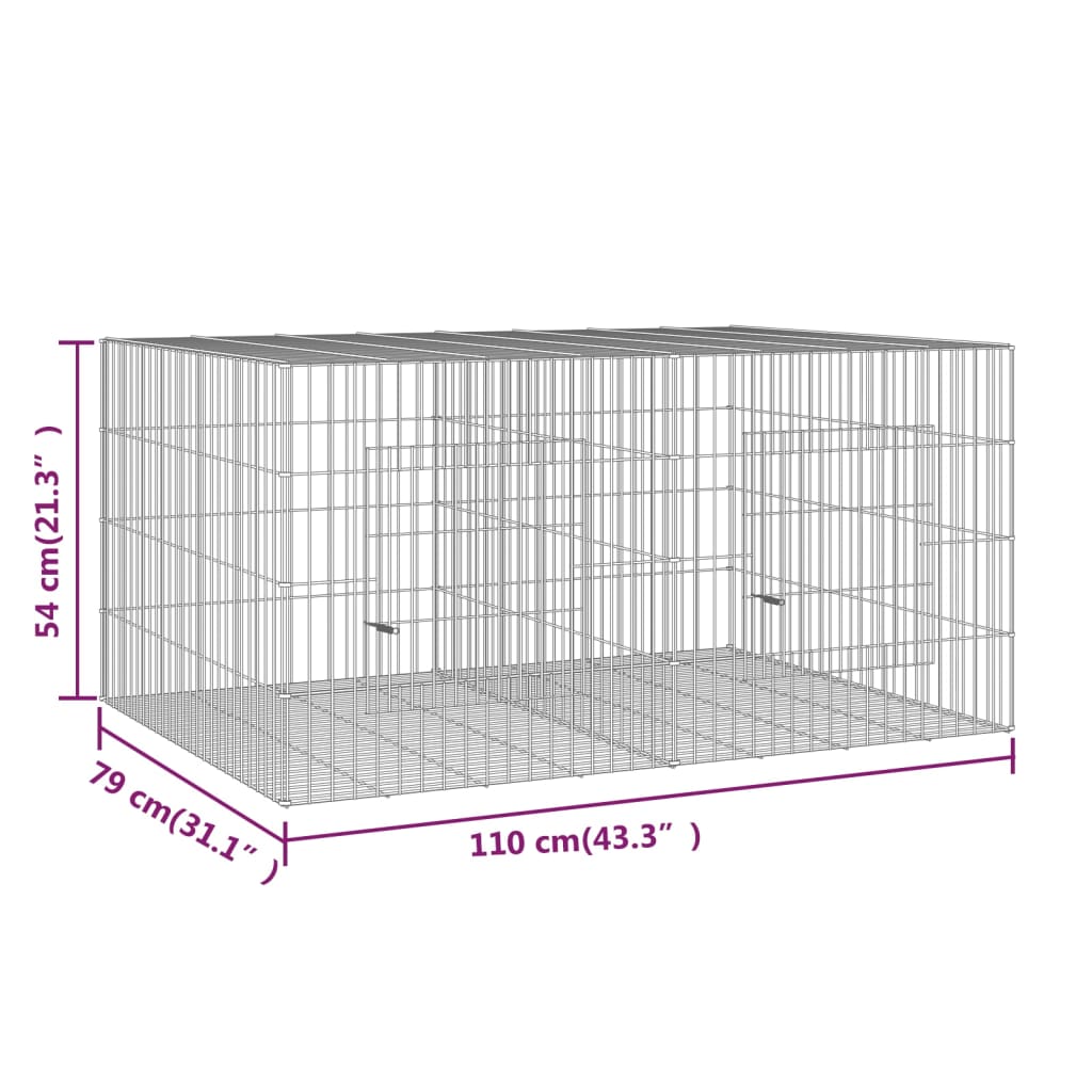 Conigliera con 2 Pannelli 110x79x54 cm Ferro Zincato | homemem39