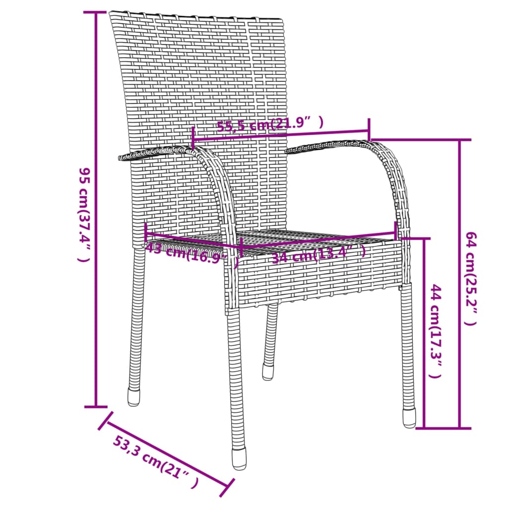 Set Mobili da Pranzo per Giardino 3 pz in Polyrattan Grigio | homemem39
