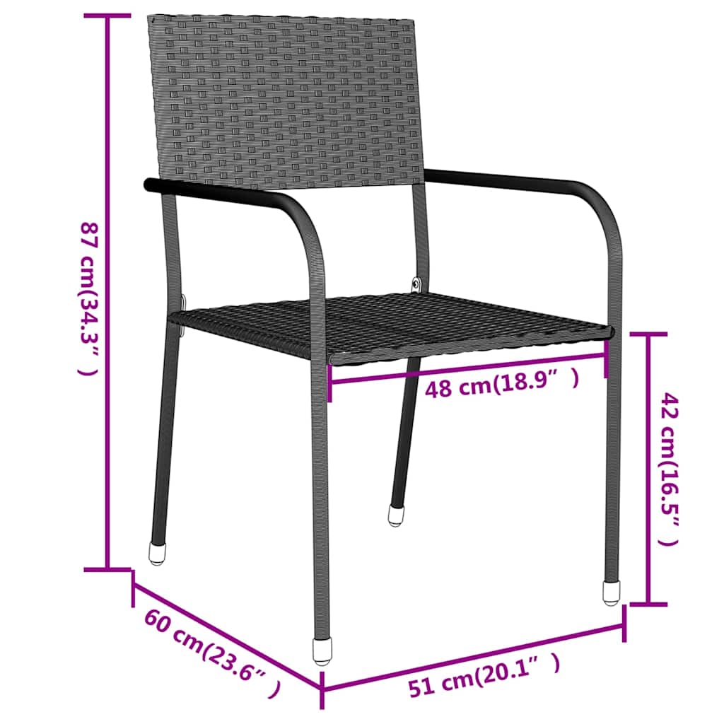 Set Mobili da Pranzo per Giardino 3 pz in Polyrattan Grigio | homemem39