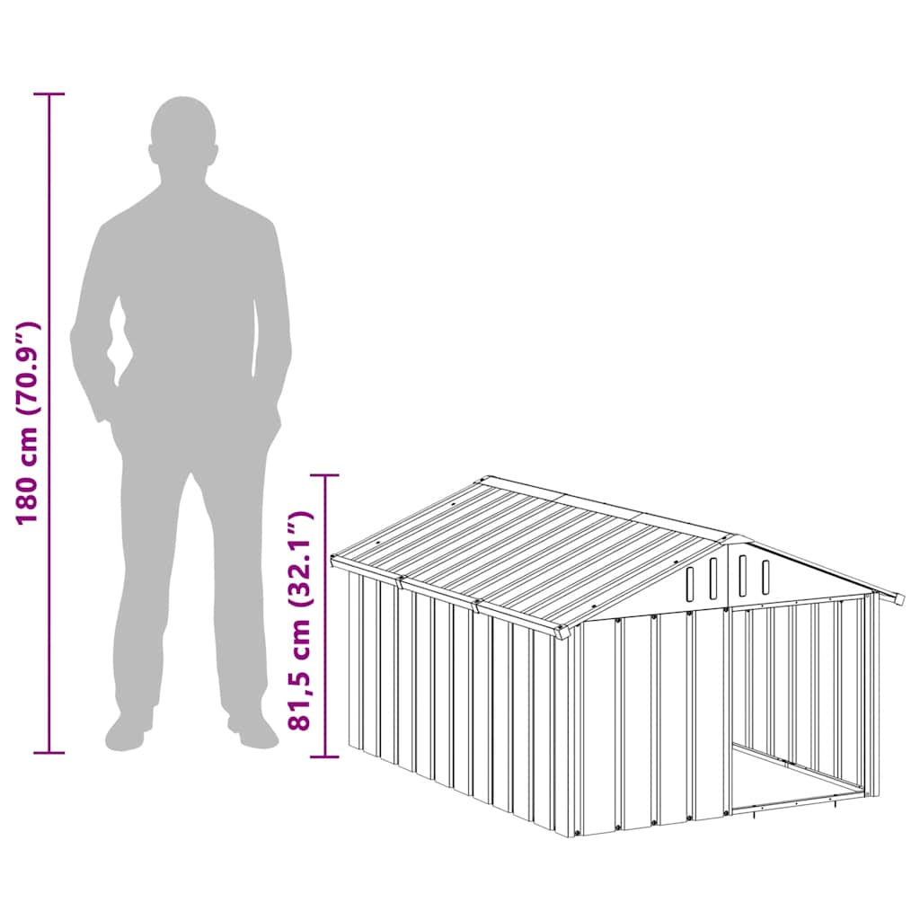 Gray Dog House 116.5x153x81.5 cm Galvanized Steel