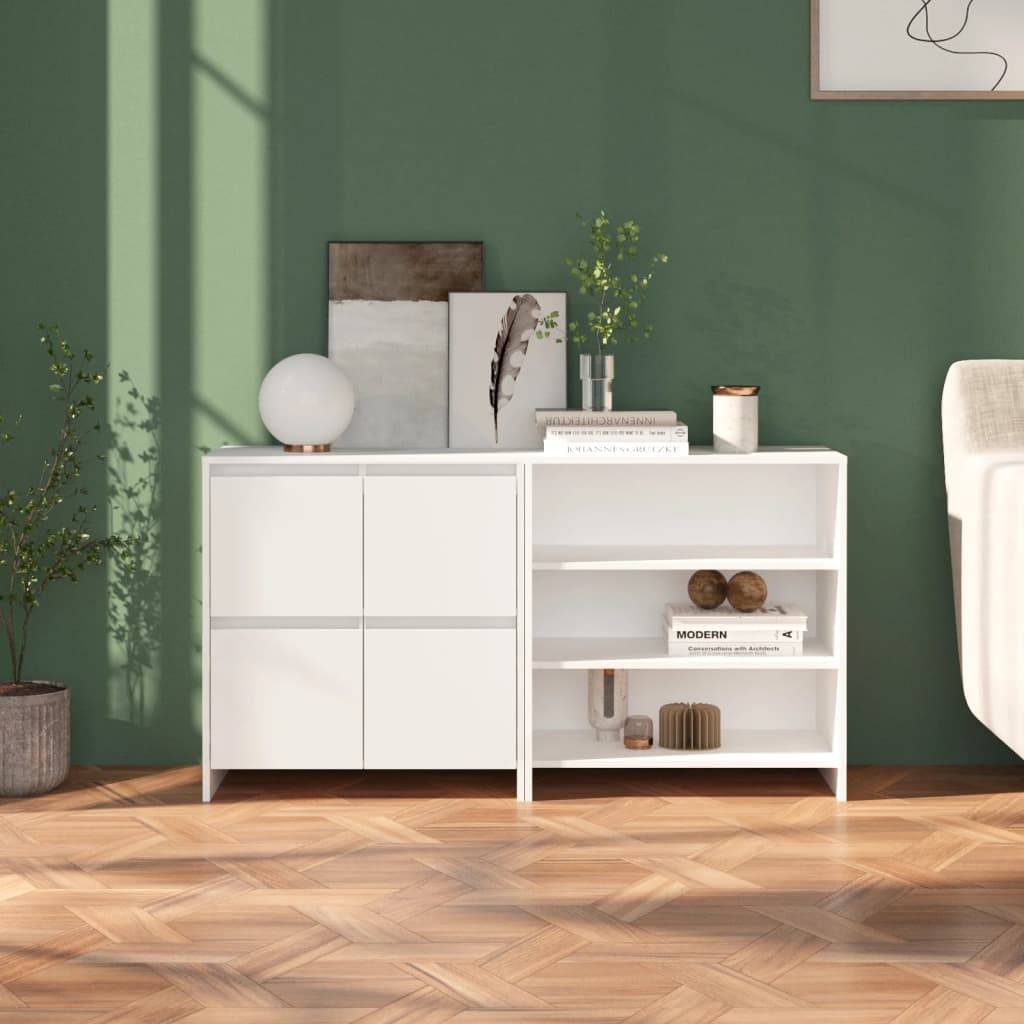 Credenze 2 pz Bianche in Legno Multistrato