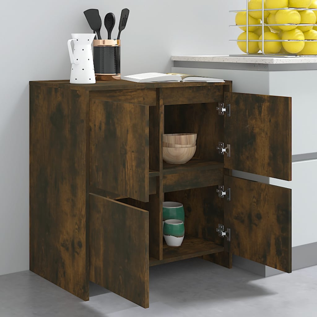 Credenze 2 pz Rovere Fumo 70x41x75 cm in Legno Multistrato - homemem39