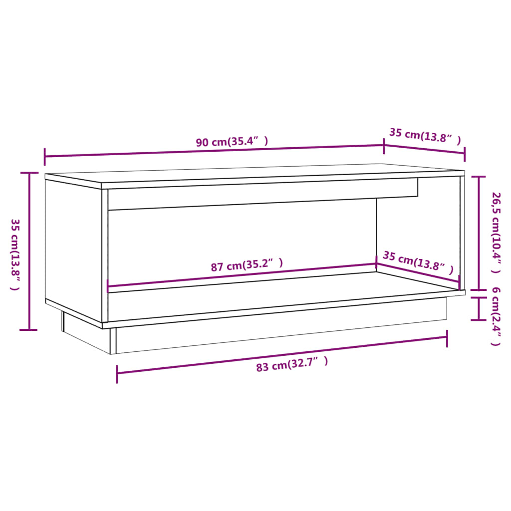 Mobile Porta TV 90x35x35 cm in Legno Massello di Pino | homemem39
