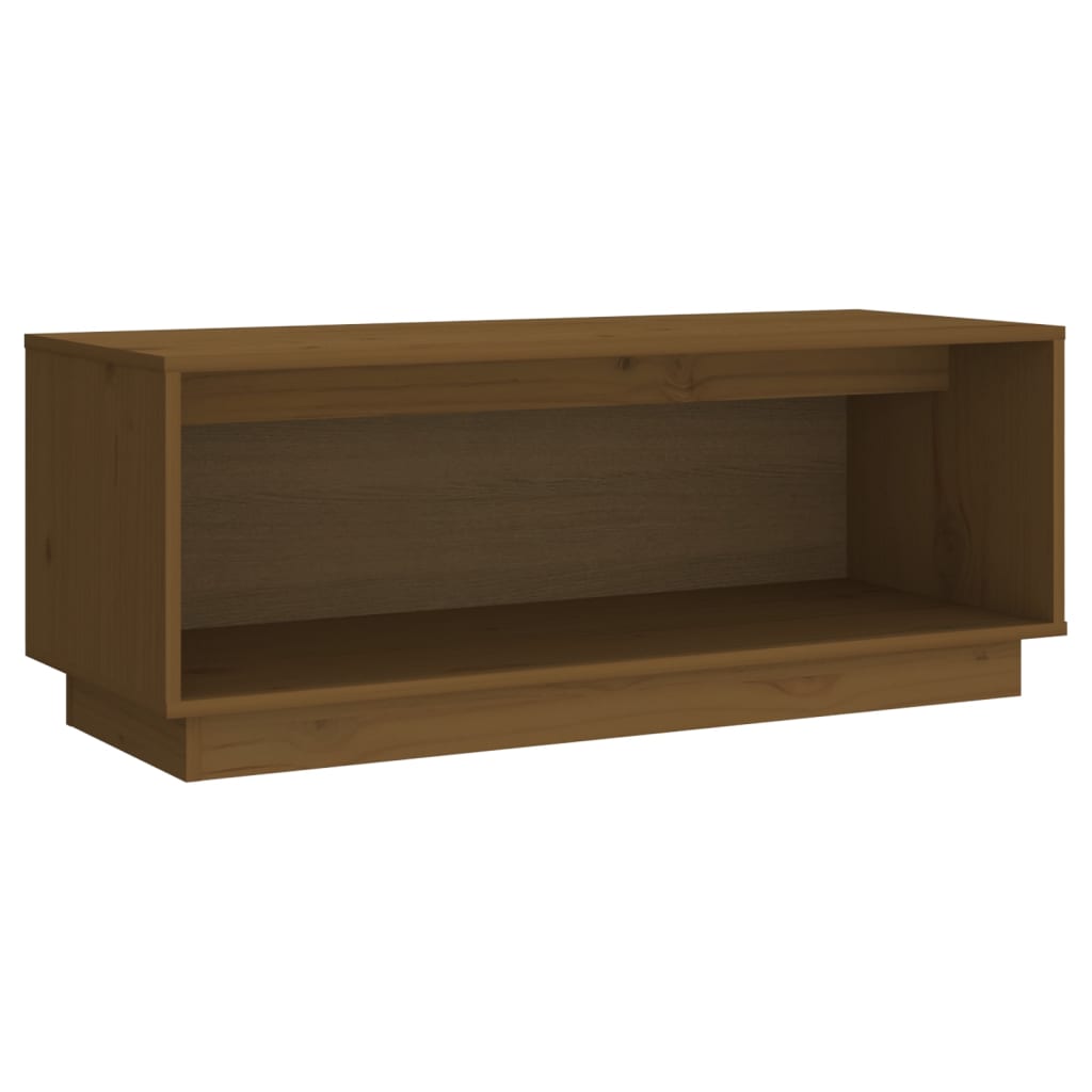 Mobile Porta TV Ambrato 90x35x35 cm in Legno Massello di Pino - homemem39
