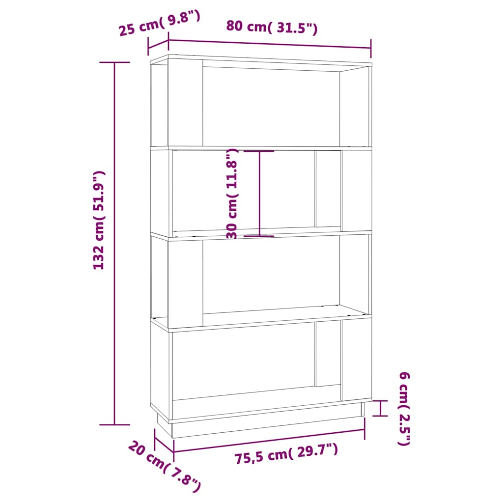 Libreria/Divisorio 80x25x132 cm in Legno Massello di Pino
