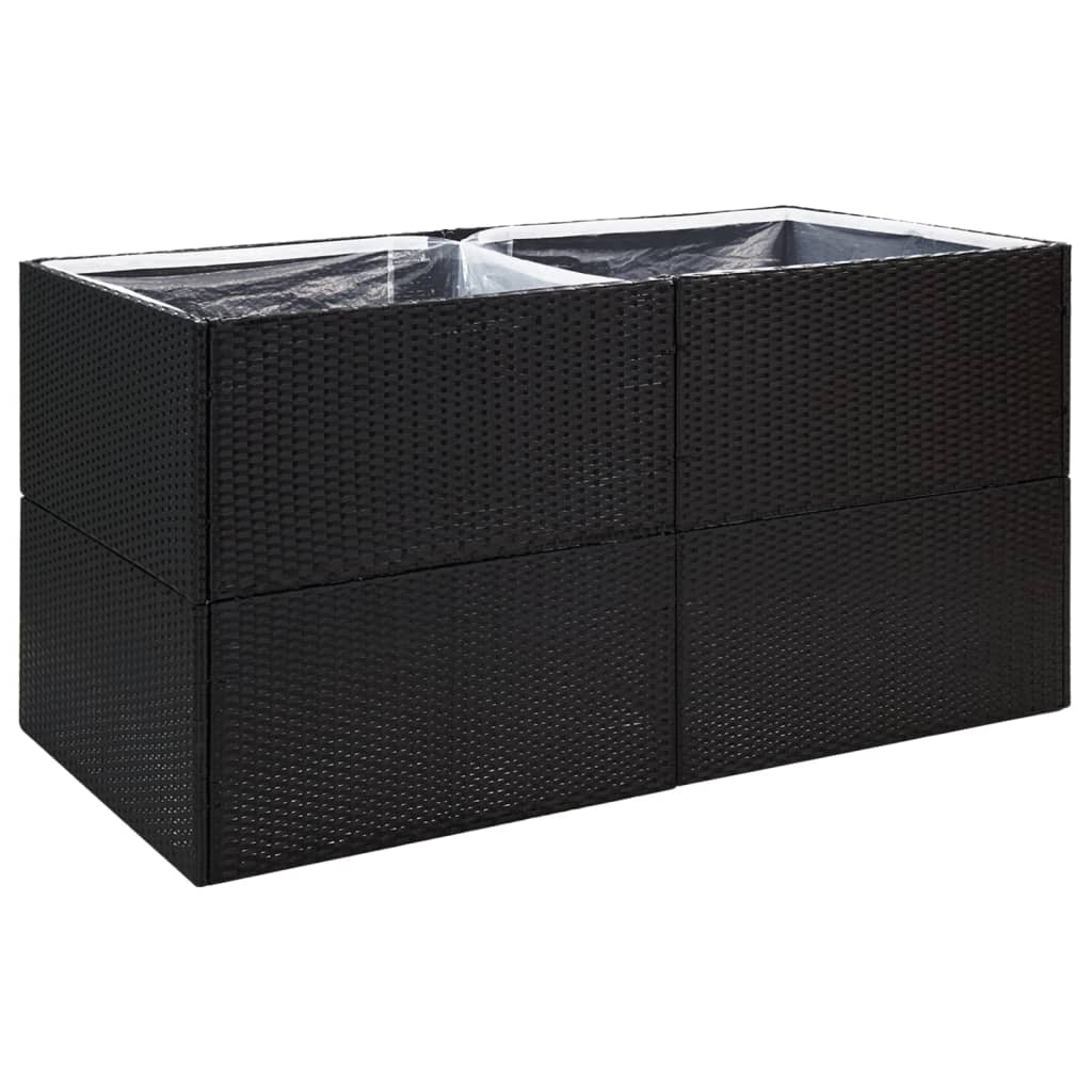Fioriera da Giardino Nero 157x80x80 cm in Polyrattan - homemem39