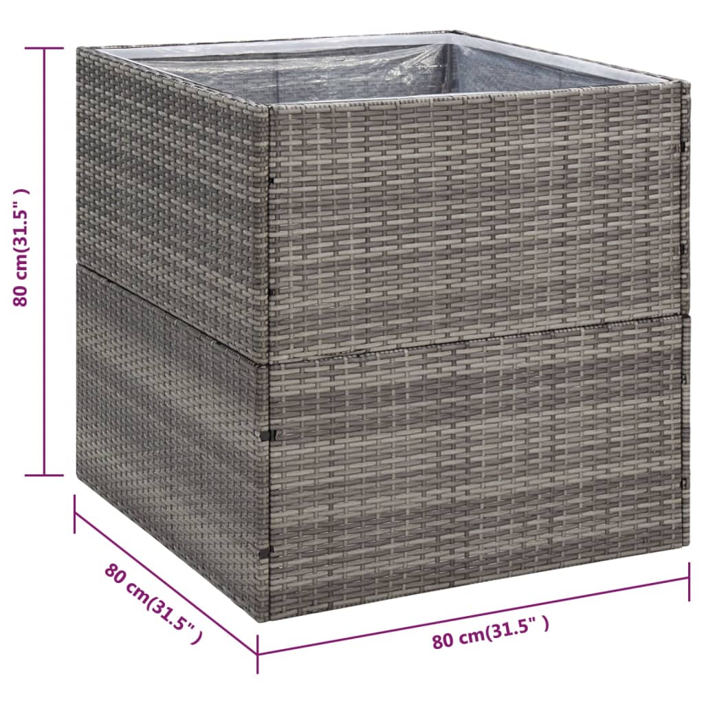 Fioriera da Giardino Grigia 80x80x80 cm in Polyrattan | homemem39