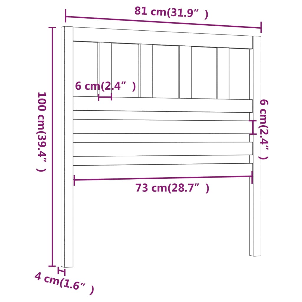 Testiera per Letto ambra 81x4x100 cm in Legno di Pino - homemem39