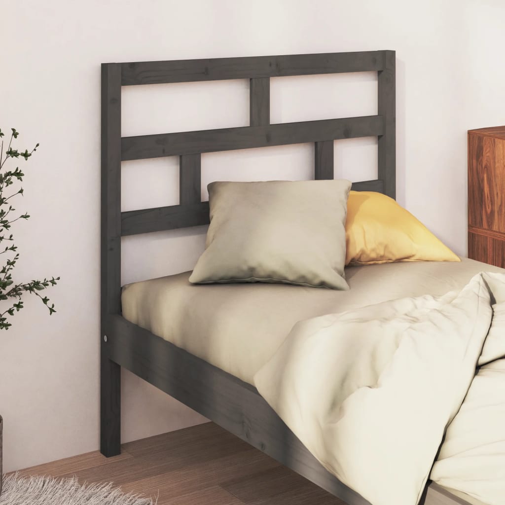 Testiera per Letto Grigia 81x4x100 cm in Legno Massello di Pino - homemem39