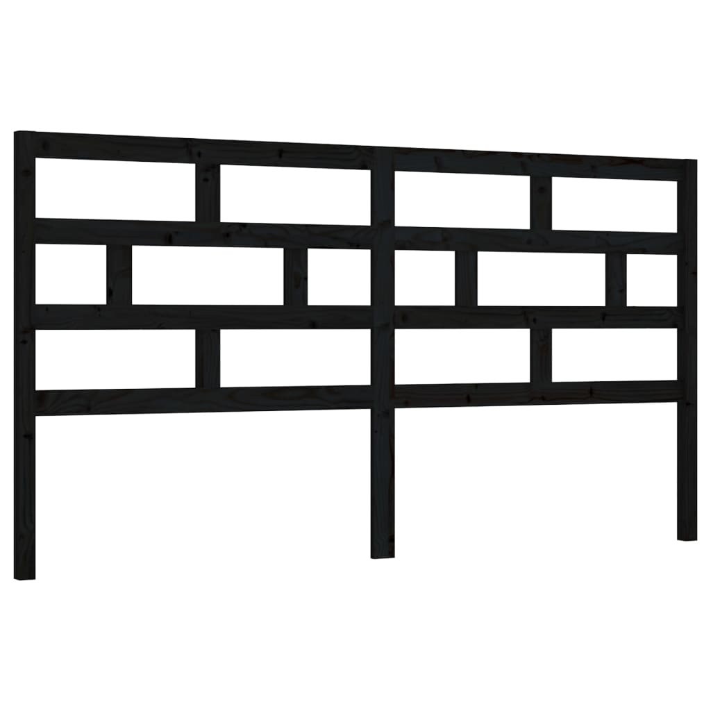 Testiera per Letto Nera 206x4x100 cm in Legno Massello di Pino - homemem39