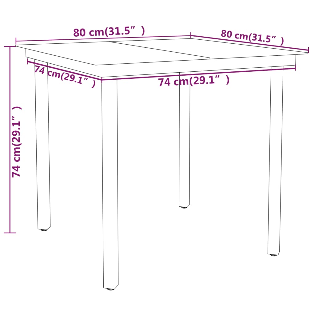 Set Mobili da Pranzo per Giardino 3 pz Nero | homemem39