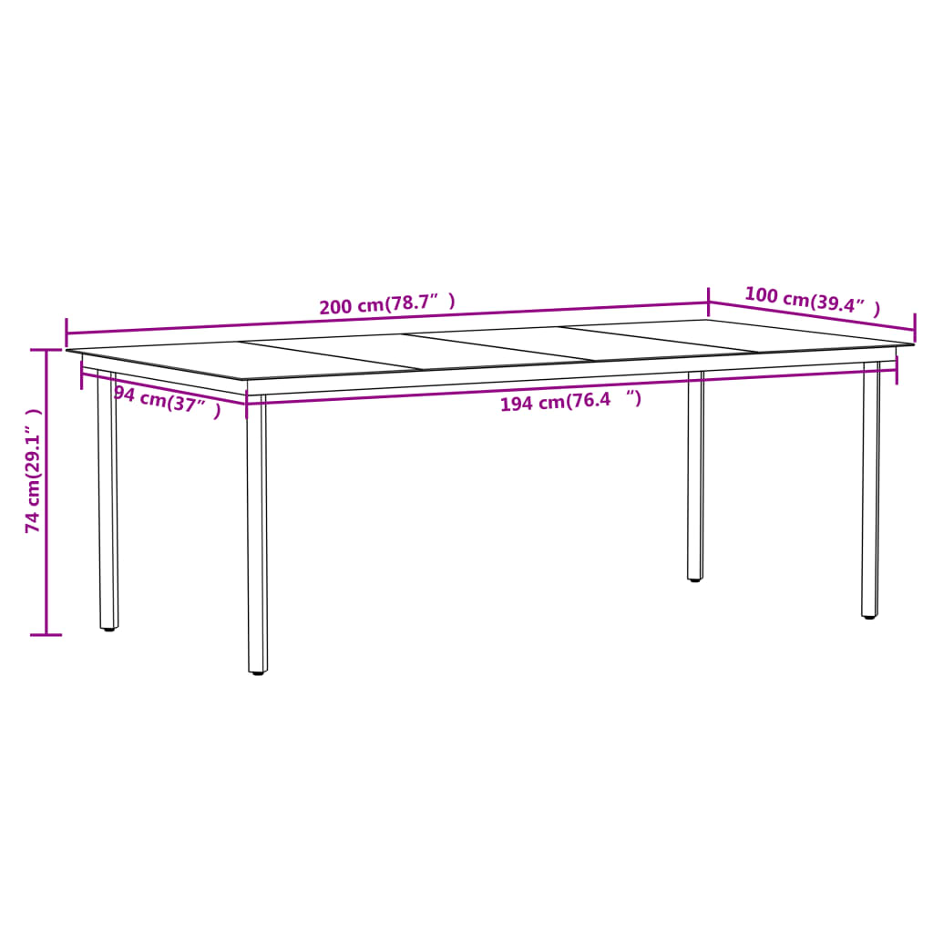 Set da Pranzo per Giardino 9 pz con Cuscini Nero | homemem39