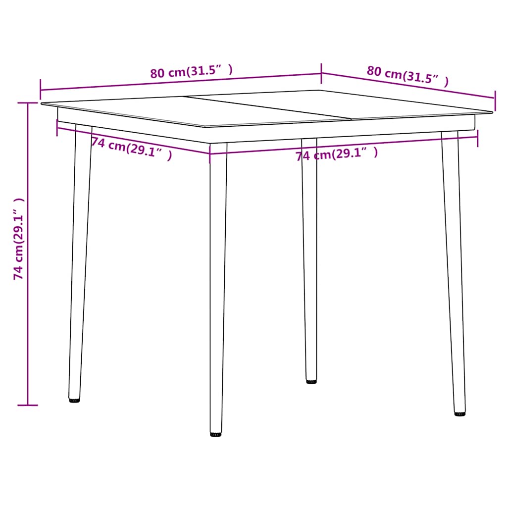 Set Mobili da Pranzo per Giardino 3 pz Nero | homemem39