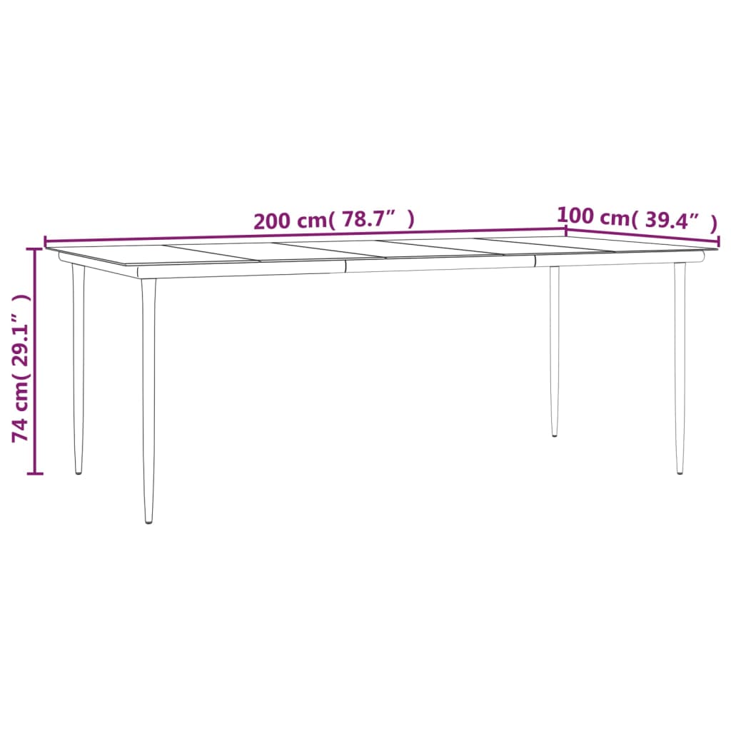 Set da Pranzo da Giardino 7 pz Nero in Rattan PVC | homemem39
