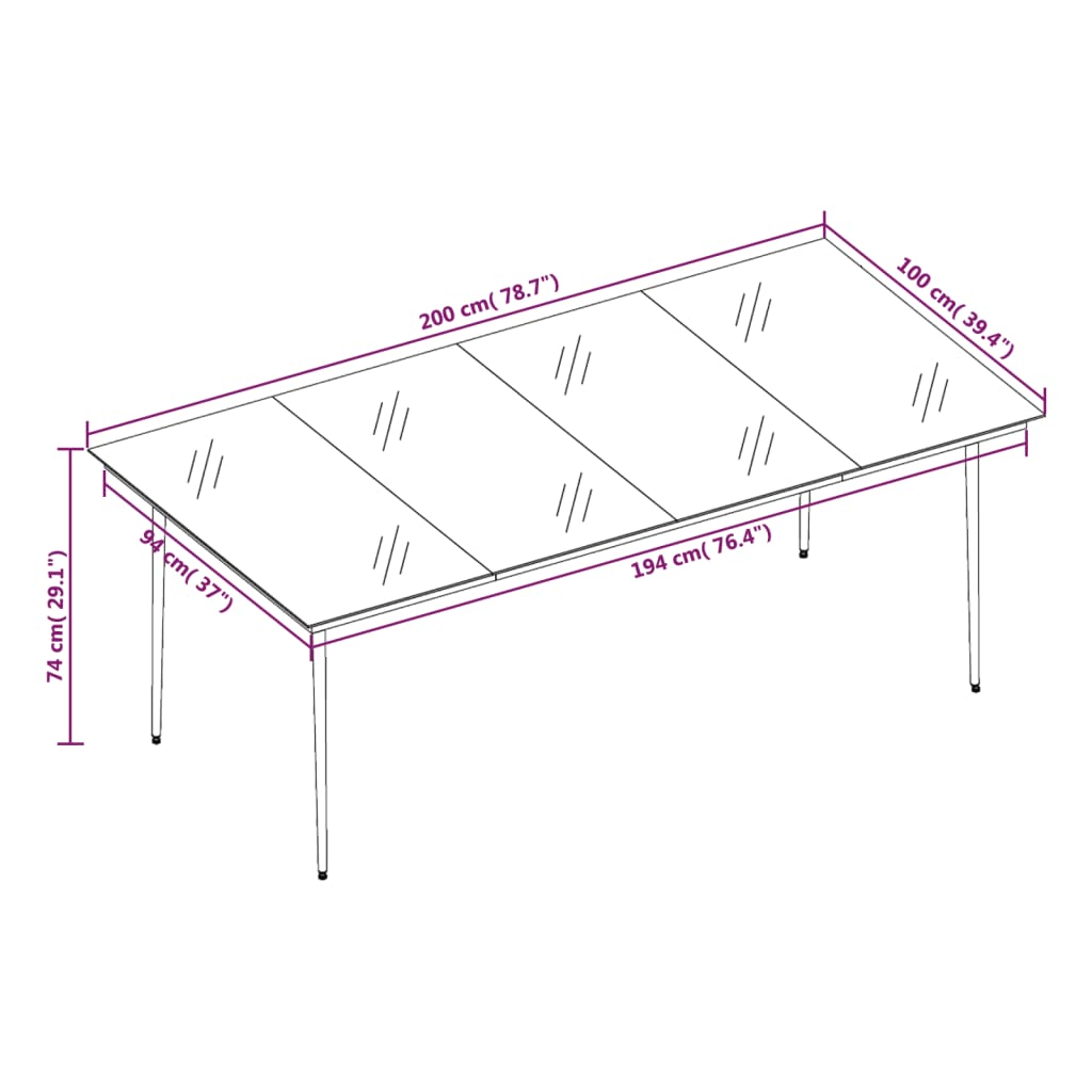 Set da Pranzo da Giardino 9 pz con Cuscini Nero e Grigio - homemem39