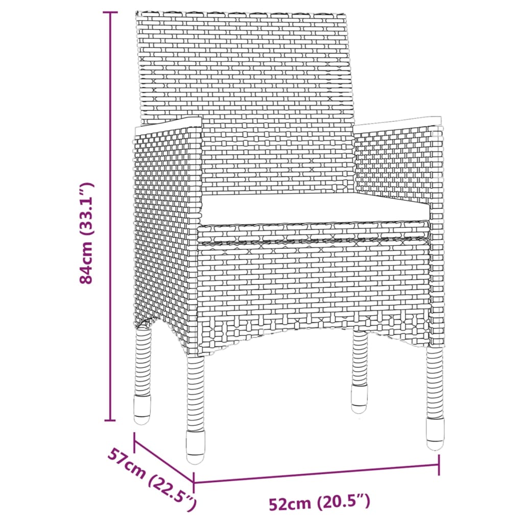 Set da Pranzo da Giardino 9 pz con Cuscini Nero e Grigio - homemem39