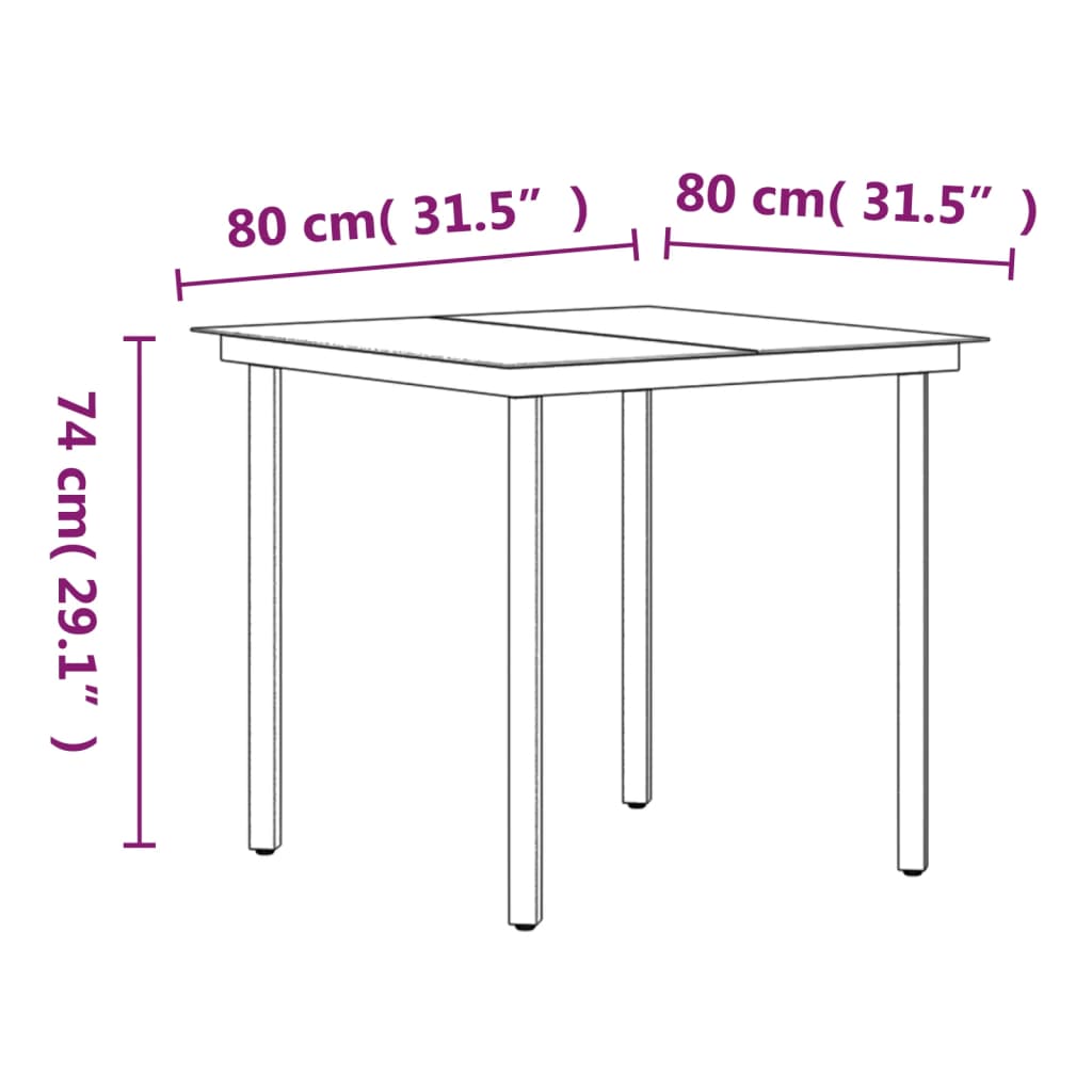 Set da Pranzo da Giardino 3 pz con Cuscini Grigio e Nero | homemem39