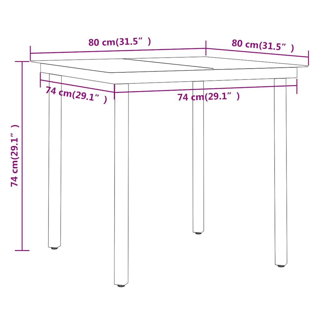 Set da Pranzo per Giardino 3 pz Marrone e Nero | homemem39