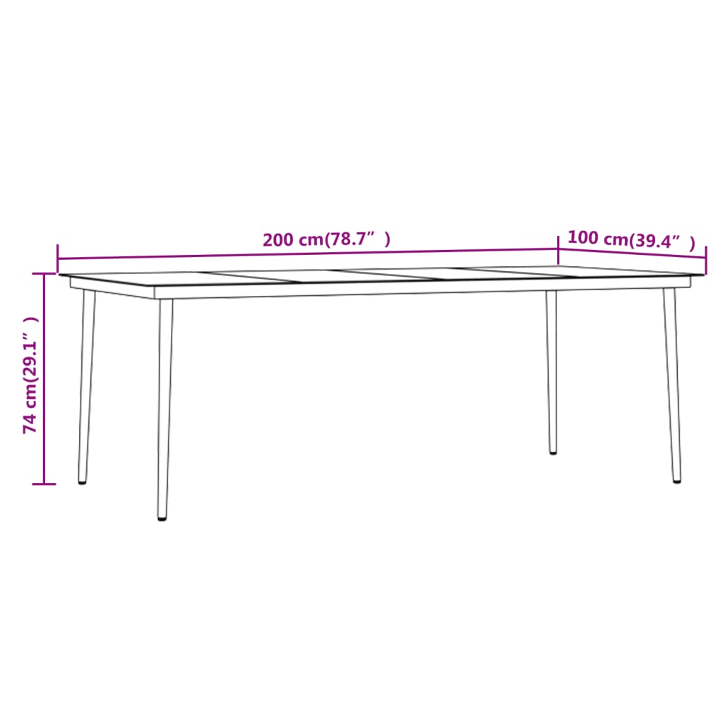 Set da Pranzo per Giardino 7 pz con Cuscini Grigio e Nero - homemem39