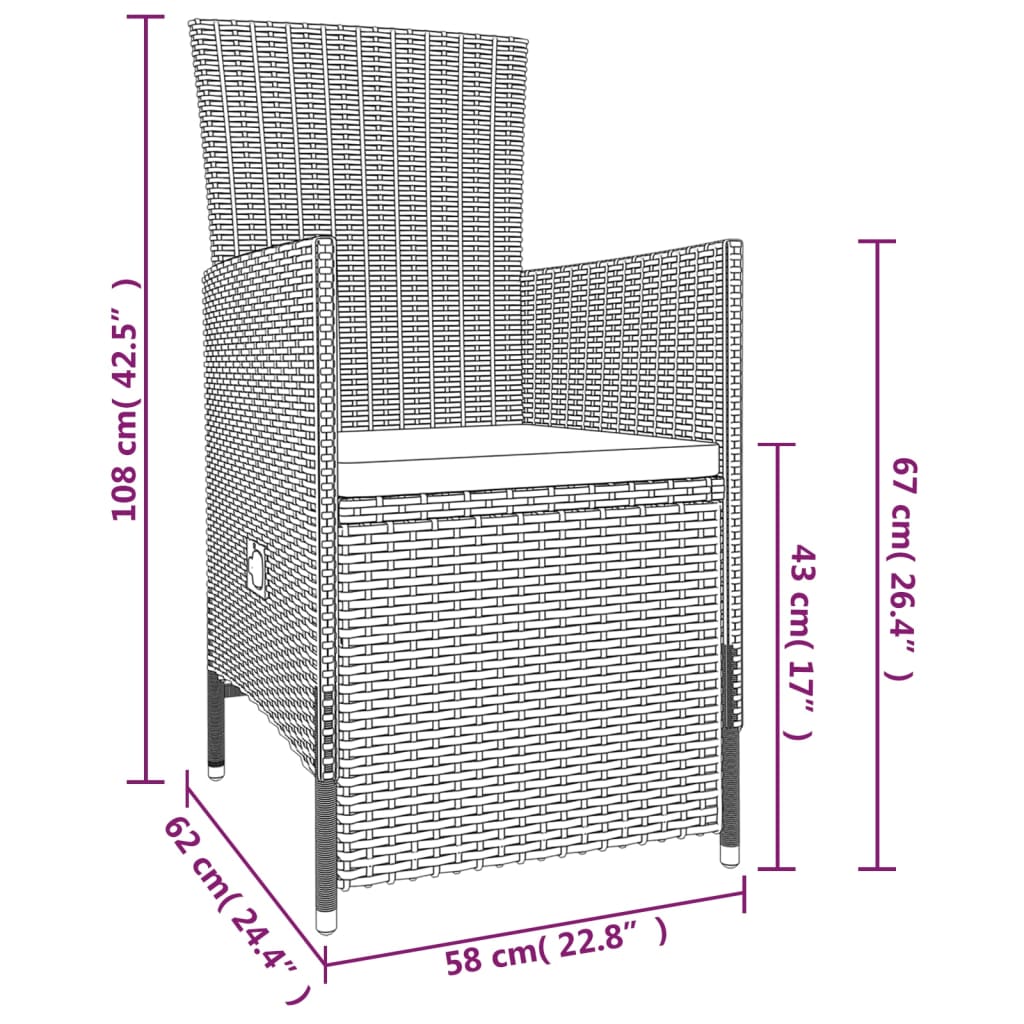 Set da Pranzo da Giardino 7 pz con Cuscini Beige - homemem39