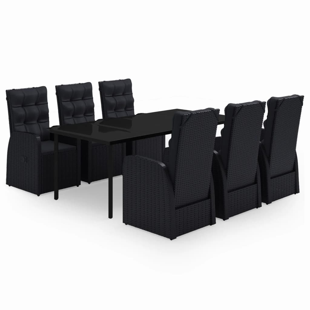 Set da Pranzo da Giardino 7 pz con Cuscini Nero - homemem39