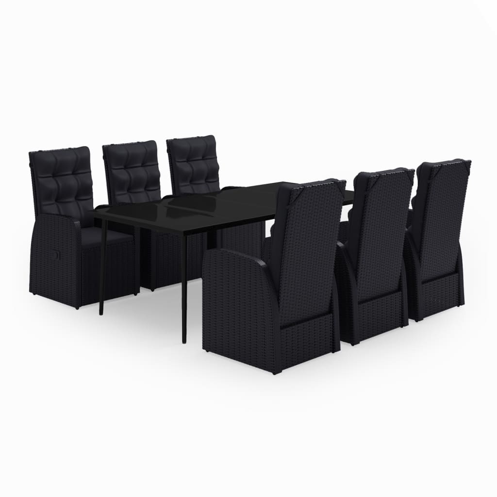 Set da Pranzo da Giardino 7 pz con Cuscini Nero - homemem39