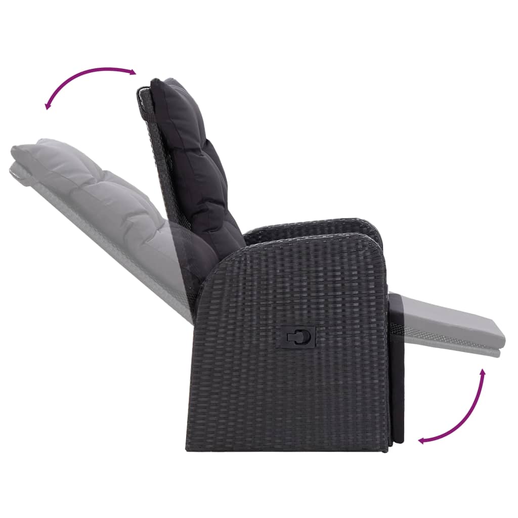 Set da Pranzo da Giardino 9 pz con Cuscini Nero | homemem39