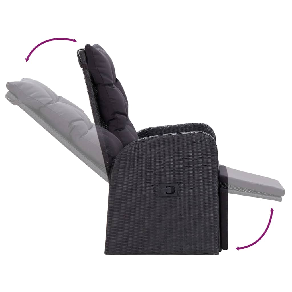 Set da Pranzo da Giardino 7 pz con Cuscini Nero | homemem39