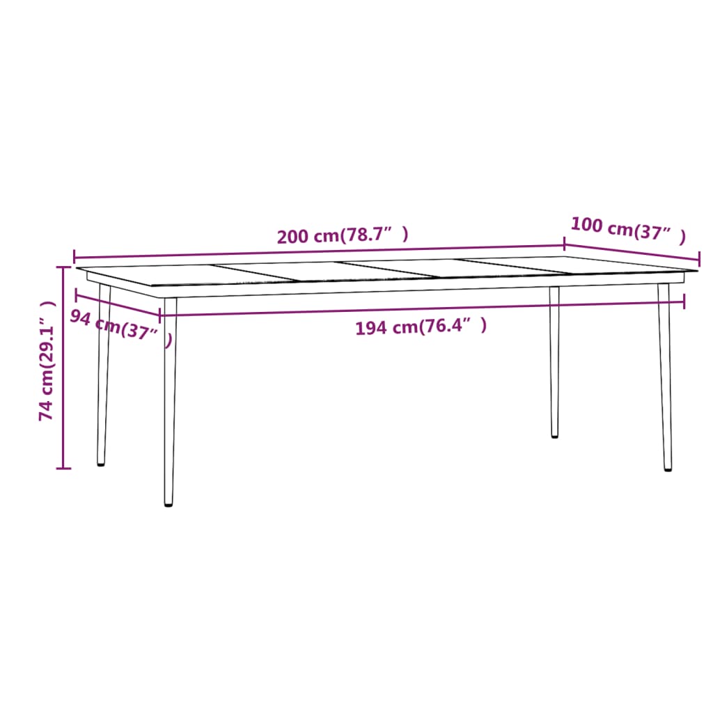 Set da Pranzo da Giardino 9 pz con Cuscini Nero - homemem39